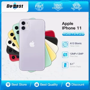 Original Unlocked Apple iPhone 11 4G LTE Mobile Phone NFC 64/128/256GB ROM 6.1'' IPS Screen 12MP A13 Bionic Hexa-core CellPhone