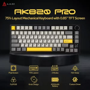 Ajazz AK820/AK820Pro Gaming Mechanical Keyboard Bluetooth 5.1/Wireless/C-Wired Customized Keyboard with Knob Hot Swapping Gasket